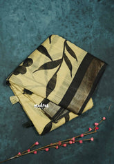 Blended linen cotton chikku and black combo - Design 7